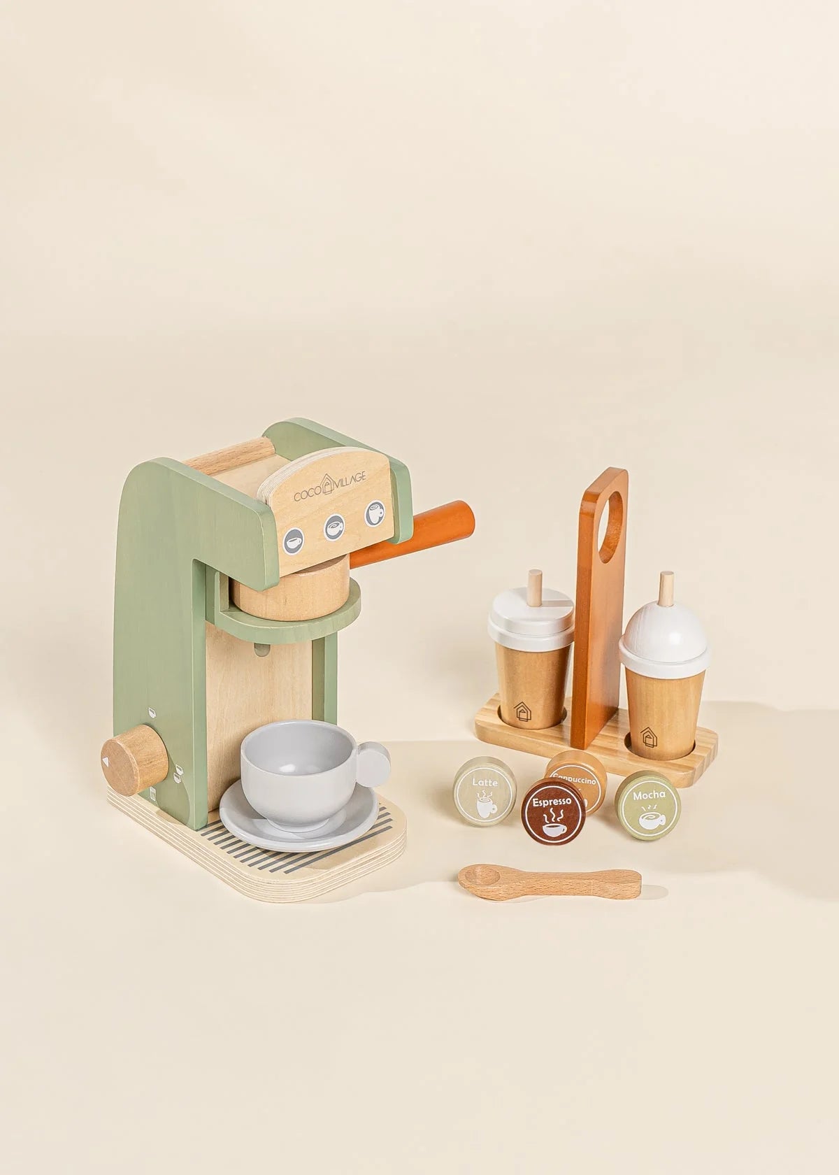 Wooden Coffee Maker Set - Seafoam & Tera