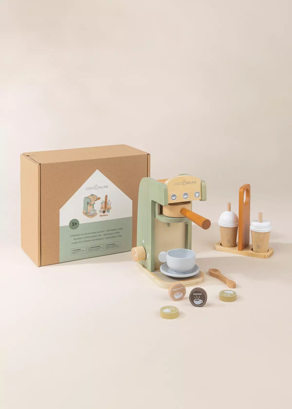 Wooden Coffee Maker Set - Seafoam & Tera